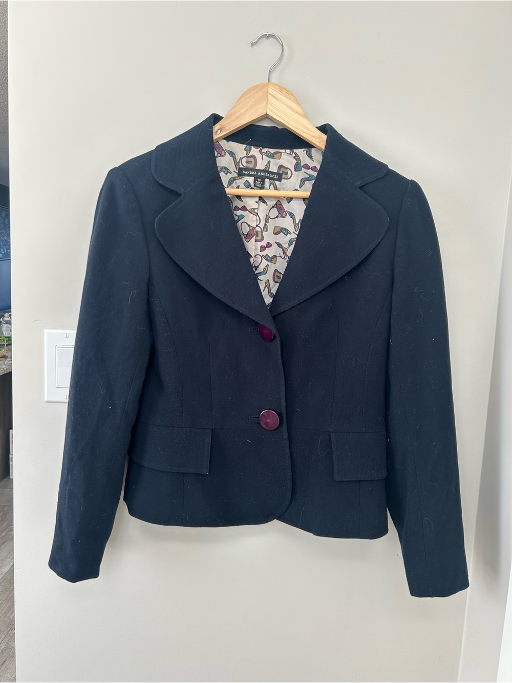 Sandra Angelozzj Tailored Blazer with Contrast Buttons